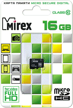 Карта памяти microSD 16GB microSDHC Mirex
